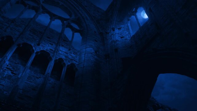 Shaft Of Moonlight On Abbey Ruins