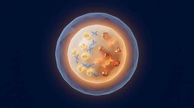 Microscopic detailed illustration of a single living biological cell