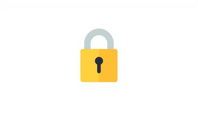 A simple yellow padlock icon on a white background for security concepts