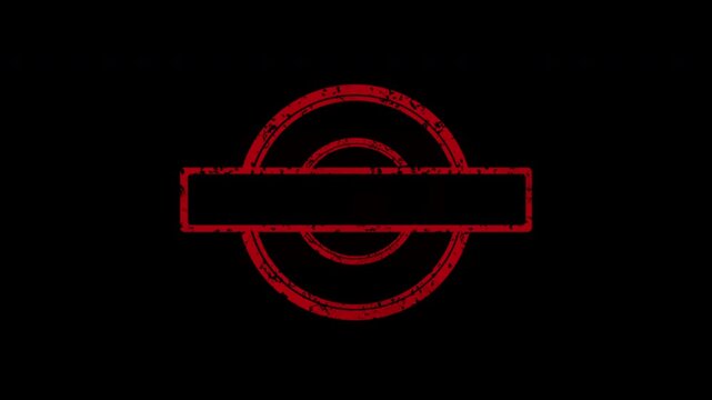 Red grunge rubber stamp overlay animation on black background, for motion texture
