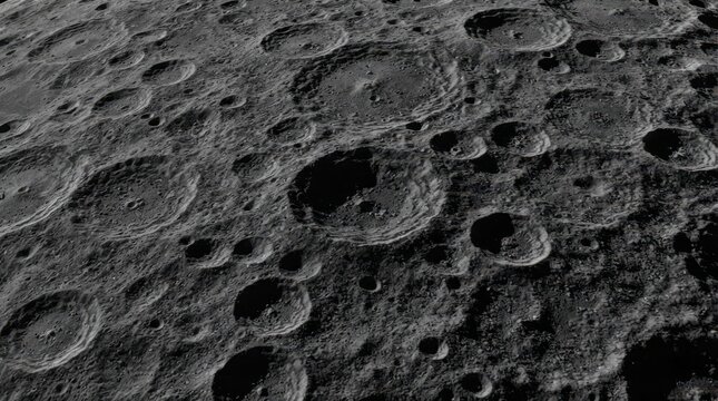 Moon surface with impact craters and rocky terrain