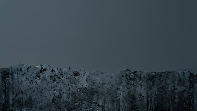 Abstract textured surface of dark rough rocks with smooth gray background