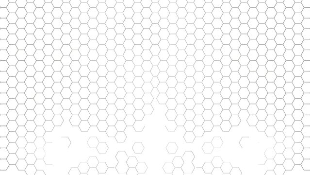 Abstract background of repeating hexagonal geometric patterns fading into white space
