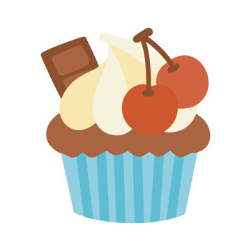 シンプルでかわいいカップケーキのイラスト