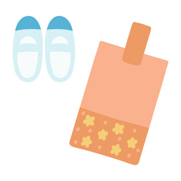 花柄の上履き入れとシンプルな上履き