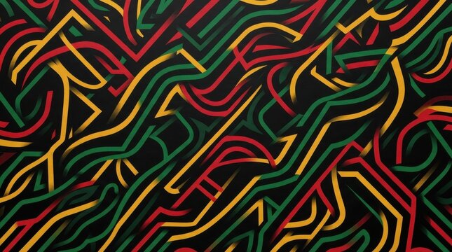 Abstract background with interwoven red, yellow, and green lines
