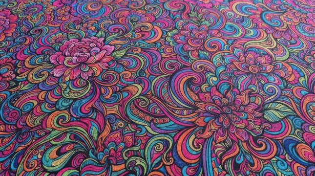 Colorful floral abstract psychedelic pattern background texture