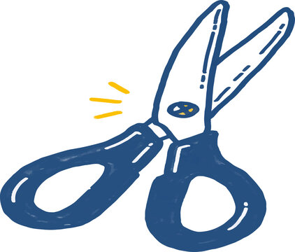 Blue Scissors Illustration, Cute Hand Drawn Stationery Vector for Craft, Cutting Paper, and Back to School Concept