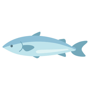 パステルカラーのシンプルな魚（青色）