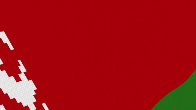 Flag of Belarus waving slowly in the foreground and moving upwards.