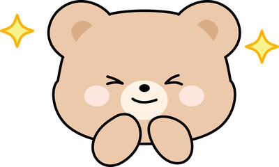 Obraz premium Cute Expecting Bear Character Face with Sparkling Eyes