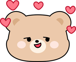 Fototapeta premium Cute Bear Character Face in Love with Heart Eyes