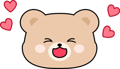 Fototapeta premium Cute Joyful Bear Character Face with Heart
