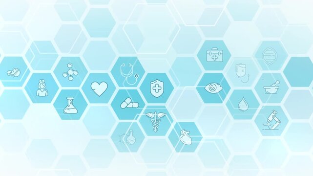 Healthcare icons displaying a medical science and technology background