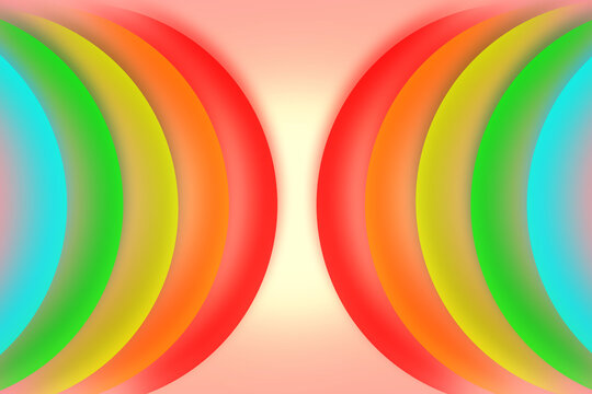3D Symmetrical Rainbow Curved Bands Background