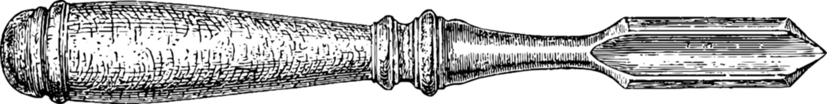 Antique hand chisel engraving isolated on white background for tool reference and vintage design