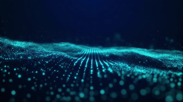 Teal dot wave on dark navy loop motion background