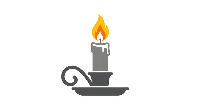 Vintage Handheld Candle Holder with Burning Candle and Dripping Wax Icon