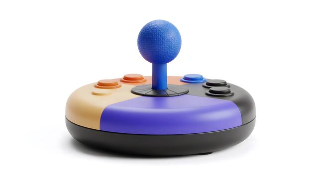Compact blue joystick game controller with joystick controller entertainment