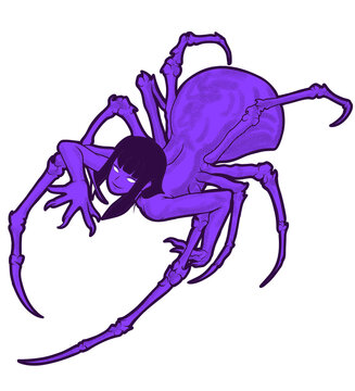 Purple Spider Girl Monster Vector