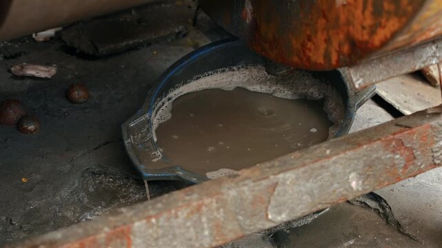 Mining Slurry Dripping From Ball Mill in La Rinconada Peru