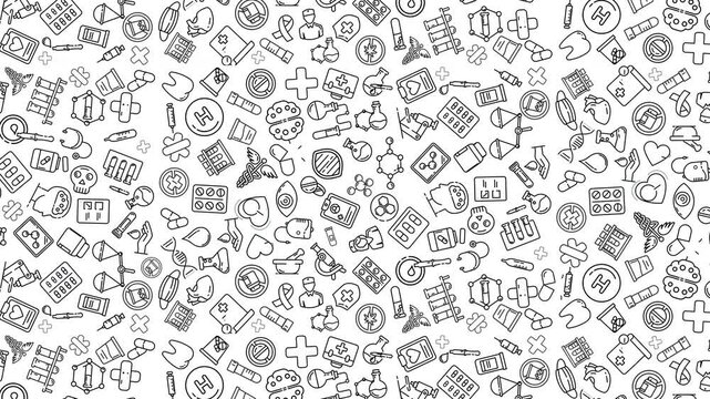 Medical and healthcare icons seamless pattern background
