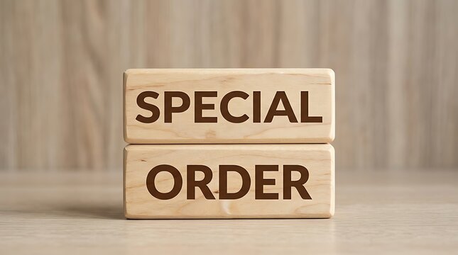 Special Order Text on Wooden Blocks for Business Commerce Concept Presentation Background and Professional Use Cases
