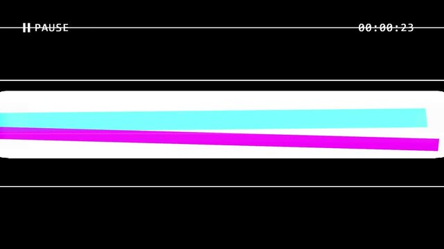 VHS defects, artifacts and noise. old damaged VHS tape playing. Retro vintage background white pause tracking freeze frame loop HD