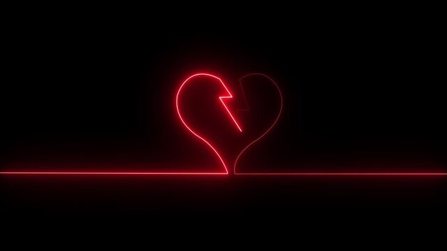 love icon with heart beat line animation on black background. medical concept Abstract glowing blue heartbeat signal icon animation video. love border.love icon with heart beat line animation .4k