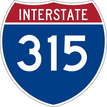 Interstate 315 (I-315) US Road Sign Badge with Transparent Background
