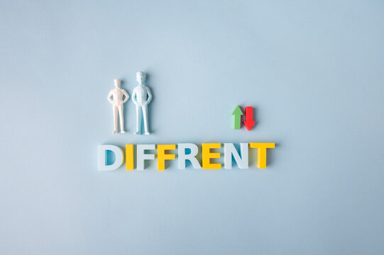 Different choices, opposite directions and individuality concept with two people