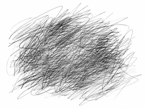 Abstract messy scribble pencil texture fine art isolated on white background 