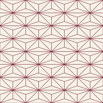 Seamless asanoha hemp leaf pattern in crimson on ivory - a traditional Japanese wagara geometric lattice at large scale