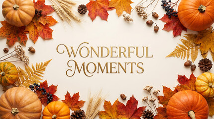 Obraz premium Autumn celebration wreath with golden leaves and festive text for seasonal holiday decor