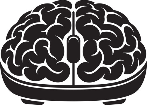 Human brain combined with computer mouse wheel design vector symbol representing online artificial intelligence.