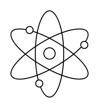 PNG Simple atom icon with orbiting electrons.