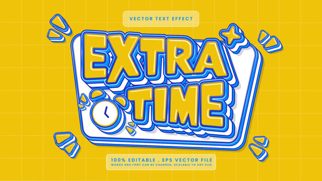 Extra Time Bold 3D Cartoon Vector Text Effect