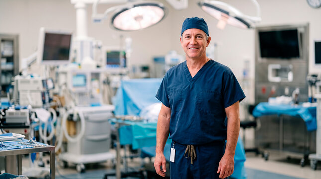 Smiling Surgeon in Operating Room