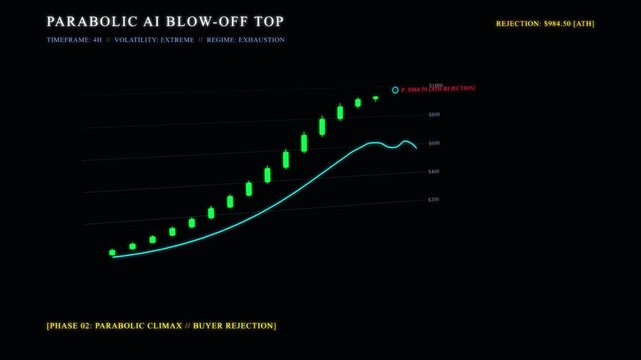 AI Bubble Market Crash Parabolic Candlestick Chart HUD Animation