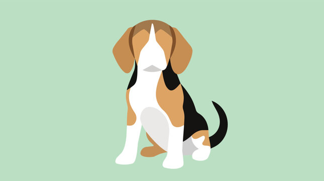 Beagle dog sitting purebred canine in modern minimalist flat vector illustration for pet care and veterinary clinic branding