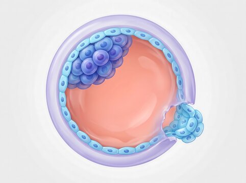 Detailed medical icon of blastocyst cell structure showing inner cell mass and trophoblast with embryo stage biology graphic scientific illustration structure trophoblast medicine education