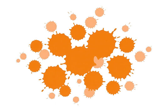 Salpicaduras de pintura naranja sobre fondo blanco