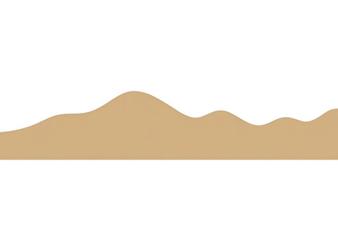 Ilustraci&oacute;n vectorial minimalista de una silueta de colinas onduladas en color beige sobre un fondo blanco puro, ideal para dise&ntilde;o gr&aacute;fico, fondos web, banners y proyectos creativos de estilo moderno.