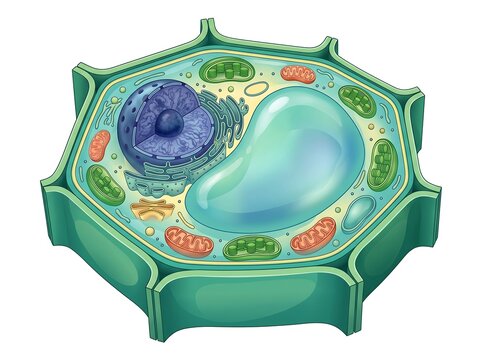 Plant cell anatomy showing nucleus vacuole and chloroplasts with cell wall botany illustration biology graphic cellular structure green biology endoplasmic reticulum golgi apparatus organelles
