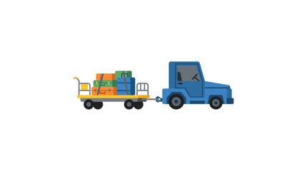 Fototapeta premium Blue Luggage Tug Pulling Cart with Suitcases