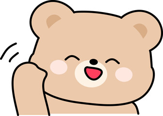 Fototapeta premium Cute Bear Character Face Waving Hand Greeting