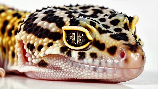 Extreme Macro Close Up of Leopard Gecko Eye and Head
