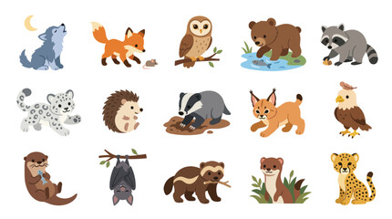 Obraz premium Cute Woodland Animals Collection - Vector Flat Art Style