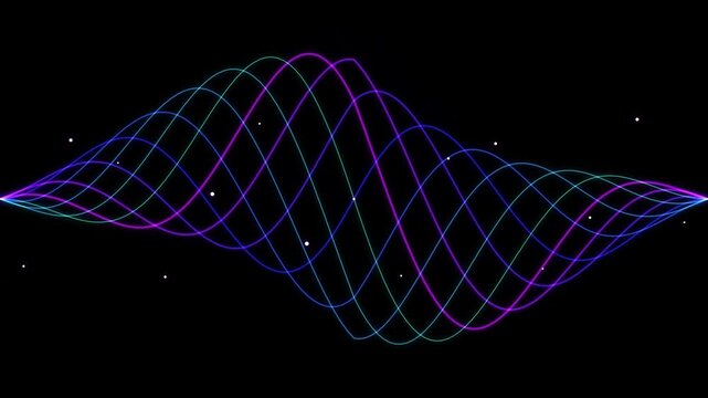Glowing neon wave lines forming an abstract digital sound frequency
