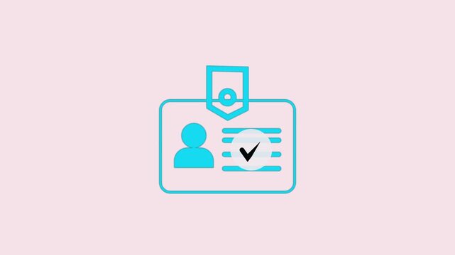 Id card animation. Profile verify icon motion graphics. Animated personal information icon. NID card verify. Driver's license verified 4k video.